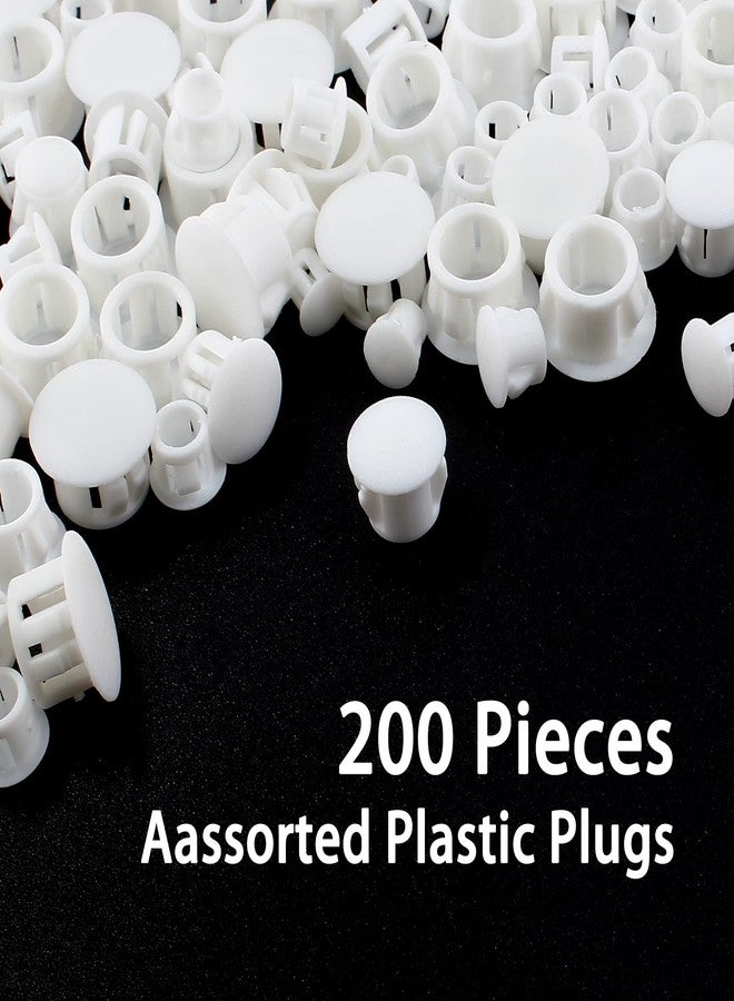 Suiwotin 200pcs 4 Sizes Assorted Plastic Hole Plugs, Flush Type Plastic Plugs for Hole, Snap in Locking Hole Tube, 1/4 Inch, 5/16 Inch, 3/8 Inch, 1/2 Inch Furniture Post Pipe Insert End Caps (White) - Image 5